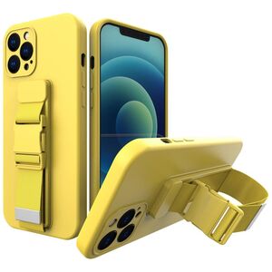 Rope case gel case with a lanyard chain bag lanyard Samsung Galaxy A22 5G yellow