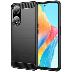 Flexible carbon pattern case for Oppo A98 5G Carbon Case - black