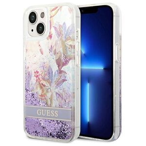 Case IPHONE 14 PLUS Guess Hardcase Flower Liquid Glitter purple 3666339088392