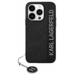 Original Case IPHONE 13 / 14 / 15 Karl Lagerfeld Hardcase Saffiano Rhinestones & Charm (KLHCP15SPSAKDGCK) black 3666339257965