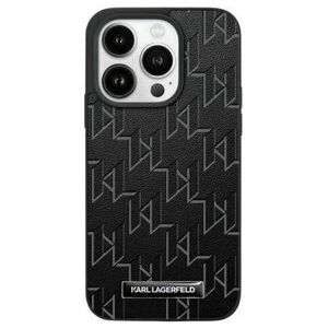 Original Case IPHONE 13 / 14 / 15 Karl Lagerfeld Hardcase Leather Monogram Metal Logo (KLHMP15SPKHPORPK) black 3666339253622