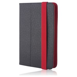 Univerzális 9-10&quot; kinyitható műbőr tablet tok fekete - piros 5900495641960