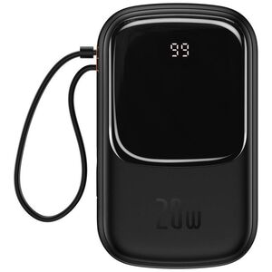 Baseus Qpow Digital Display power bank with fast charging 20000mAh 20W QC/PD/SCP/FCP with built-in Lightning cable black