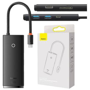 Hub Baseus OS Lite 6-Port (Type-C to HDMI+USB3.0*2+PD+SD/TF) (black 6932172628376