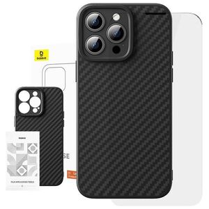 Case + Tempered Glass APPLE IPHONE 15 PRO Baseus Synthetic Fiber black 6932172645328