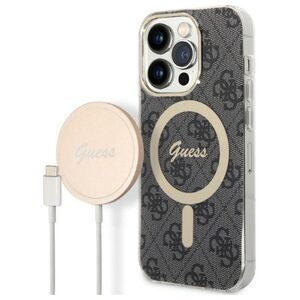 Original Case IPHONE 14 PRO Guess Hardcase 4G Print MagSafe + Wireless Charger (GUBPP14LHJEACSA) black 3666339102838