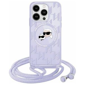 Original Case APPLE IPHONE 15 PRO Karl Lagerfeld Hardcase IML Crossbody Monogram Karl & Choupette Head MagSafe (KLHMP15LHCKCKLCU) purple 3666339286729