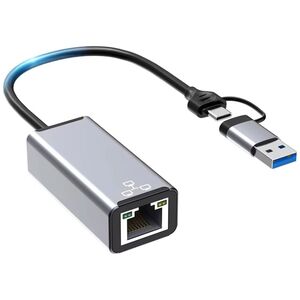 Network adapter DeTech USB-A/USB-C - RJ45, 1000Mbps, Gray - 17831 έως 12 άτοκες Δόσεις