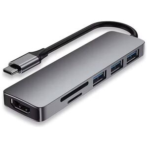 Docking station DeTech, 6in1 USB3.1 Type-C-USB3.0*3+4K, HDMI 4K,30Hz,SD/TF Card, Gray - 17851 έως 12 άτοκες Δόσεις