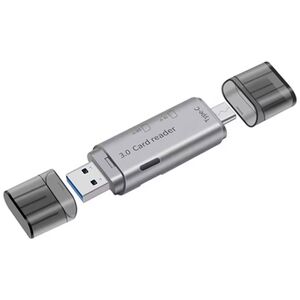 Card reader DeTech, USB Type-C - USB 3.0 OTG, SD, TF, Silver- 17854 έως 12 άτοκες Δόσεις