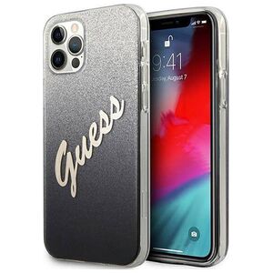 Original Case IPHONE 12 / 12 PRO 6,1" Guess Hardcase Glitter Gradient Script GUHCP12MPCUGLSBK black 3700740494714