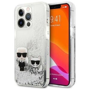 Original Case IPHONE 13 PRO Karl Lagerfeld Hardcase Liquid Glitter Karl&Choupette (KLHCP13LGKCS) silver 3666339027353