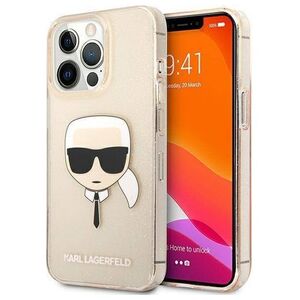 Original Case IPHONE 13 PRO Karl Lagerfeld Hardcase Glitter Karl`s Head (KLHCP13LKHTUGLGO) gold 3666339027599