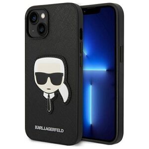 Original Case IPHONE 14 PLUS Karl Lagerfeld Hardcase Saffiano Karl`s Head Patch black 3666339077044