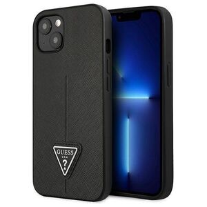 Original Case IPHONE 13 MINI Guess Hardcase Saffianotriangle Logo black 3666339040277