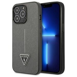 Original Case IPHONE 14 PRO MAX Guess Hardcase Saffianotriangle Logo (GUHCP14XPSATLG) silver 3666339065478