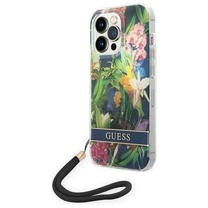 Original Case IPHONE 14 PRO Guess Hardcase Flower Strap (GUOHCP14LHFLSB) blue 3666339093976