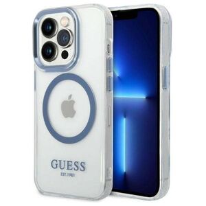 Original Case IPHONE 14 PRO Guess Hard Case Metal Outline Magsafe (GUHMP14LHTRMB) blue 3666339069803