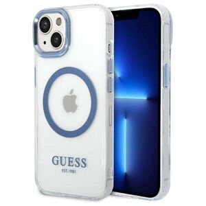 Original Case IPHONE 14 PLUS Guess Hard Case Metal Outline Magsafe (GUHMP14MHTRMB) blue 3666339069797
