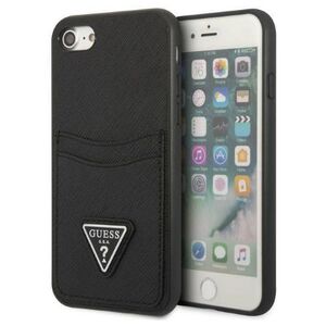 Original Case IPHONE SE 2022 / SE 2020 / 7 / 8 Guess Hardcase Saffiano Triangle Logo Cardslot black 3666339050177
