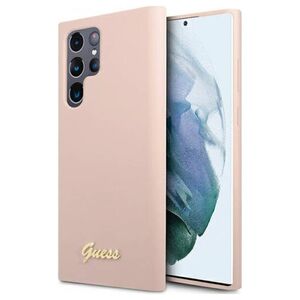 Original Case SAMSUNG GALAXY S23 ULTRA Guess Hardcase Silicone Script Metal Logo (GUHCS23LLSLMGPP) pink 3666339115043