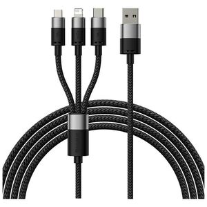 3in1 USB cable Baseus StarSpeed Series, USB-C + Micro + Lightning 3,5A, 1.2m (Black) 6932172622268