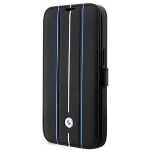 Original Case IPHONE 14 PRO BMW Bookcase Leather Stamp Blue Lines (BMBKP14L22RVSK) black 3666339097097