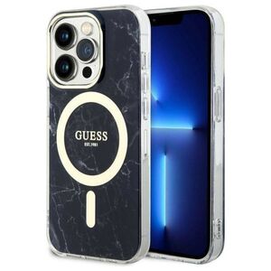 Original Case IPHONE 14 PRO MAX Guess Hardcase Marble MagSafe (GUHMP14XPCUMAK) black 3666339118310