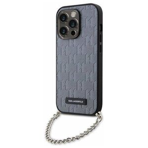 Original Case IPHONE 14 PRO Karl Lagerfeld Hardcase Saffiano Monogram Chain (KLHCP14LSACKLHPG) silver 3666339122928