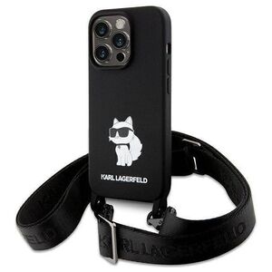 Original Case APPLE IPHONE 15 PRO MAX Karl Lagerfeld Hardcase Crossbody Silicone Choupette (KLHCP15XSCBSCNK) black 3666339167585