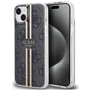 Original Case IPHONE 14 PLUS / 15 PLUS Guess Hardcase IML 4G Gold Stripe (GUHCP15MH4PSEGK) black 3666339222697