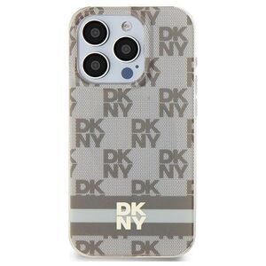DKNY case for iPhone 15 6,1&quot; DKHMP15SHCPTSE beige HC Magsafe pc tpu checkered pattern w printed stripes 3666339269494
