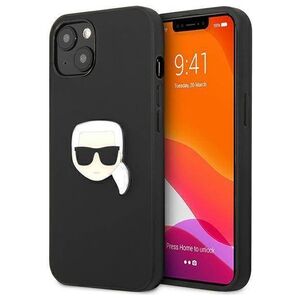 Original Case IPHONE 13 MINI Karl Lagerfeld Hardcase Leather Ikonik Karl`s Head Metal (KLHCP13SPKMK) black 3666339028497