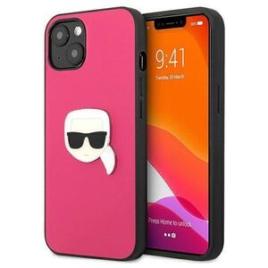 Original Case IPHONE 13 MINI Karl Lagerfeld Hardcase Leather Ikonik Karl`s Head Metal (KLHCP13SPKMP) pink 3666339028572