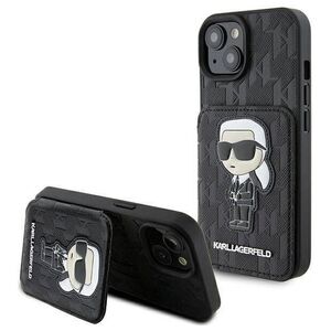Original Case APPLE IPHONE 15 Karl Lagerfeld Hardcase Saffiano Cardslots and Stand Monogram Ikonik Patch (KLHCP15SSAKKNSCK) black 3666339169473