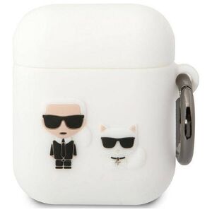 Original Case APPLE AIRPODS Karl Lagerfeld Silicone Karl & Choupette (KLACA2SILKCW) white 3666339088194
