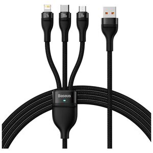 3in1 USB cable Baseus Flash Series, USB-C + micro USB + Lightning, 100W, 1.2m (black) 6932172608712