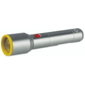 Φακός LED Shell 170710760, 500 lumen, aluminium alloy, USB επαναφορτιζόμενος, σε ψυχρό γκρι χρώμα pantone 10c με κόκκινο κουμπί pantone 485c και κίτρινο δαχτυλίδι pantone 116c