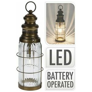 Φωτιστικό Φαναράκι LED 38cm, Μπρούτζινο