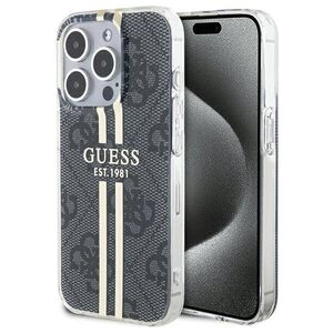 Original Case APPLE IPHONE 15 PRO Guess Hardcase IML 4G Gold Stripe (GUHCP15LH4PSEGK) black 3666339222703