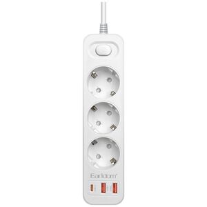 Power strip Earldom ES-SC13, 3 sockets, CEE 7/3, 2 х USB, 1 х USB-C, 2м.,White - 40377 έως 12 άτοκες Δόσεις