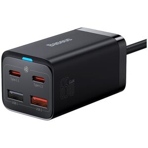 Baseus wall charger GaN3 Pro PD 65W 2x USB-C 2x USB black + USB-C - USB-C cable 6932172600334