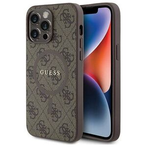 Original Case APPLE IPHONE 15 PRO Guess Hardcase 4G Collection Leather Metal Logo MagSafe (GUHMP15LG4GFRW) brown 3666339226480