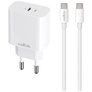 Maxlife MXTC-06-20C PD QC charger 1x USB-C 20W white + USB-C - USB-C cable 20W 5907457738393