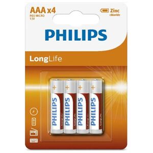 Battery PHILIPS AAA LR03 LONGLIFE 4pcs Blister 8712581549435