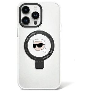 Original Case APPLE IPHONE 15 PRO MAX Karl Lagerfeld Hardcase Ring Stand Karl Head MagSafe (KLHMP15XHMRSKHH) white 3666339168544