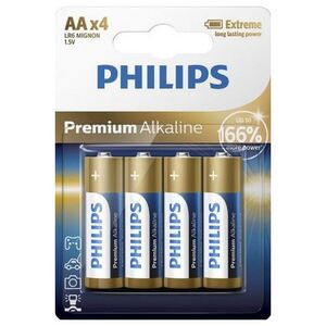 Battery PHILIPS AA LR6 4pcs Premium Alkaline 6959033840838