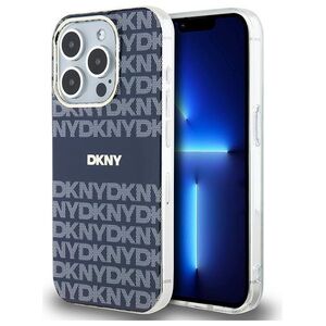 DKNY case for iPhone 15 Pro 6,1&quot; DKHMP15LHRHSEB niebieska HC Magsafe pc tpu repeat texture pattern w stripe 3666339267834