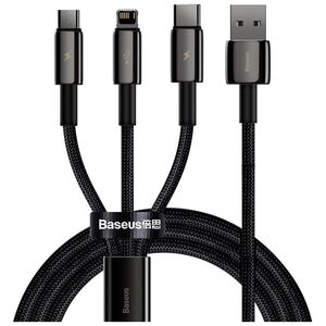 Baseus cable 3in1 Tungsten USB - micro USB + Lightning + USB-C 1,5m 3,5A black 6953156204973