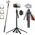 Selfie stick Hurtel Selfie stick WH181D-Y1S teleskopowy statyw 1.75m ze stopu aluminium z podwójną lampą i uchwytem na telefon - czarny 14146939 5907769360657